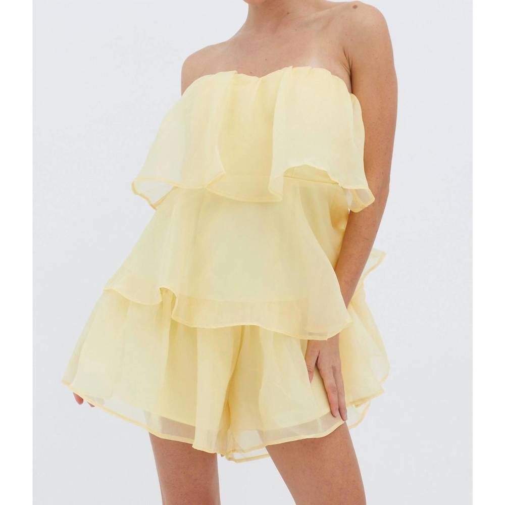 NEW ONE AND ONLY COLLECTIVE sunny disposition tiered chiffon romper in yellow